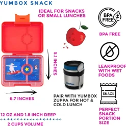 Yumbox Leakproof Bento Snack Box, 3 Compartment - Roar Red / Polar Bear