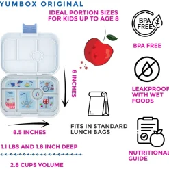 Yumbox Original Leakproof Bento Lunchbox, 6 Compartment - Hazy Gray / Paris Tray