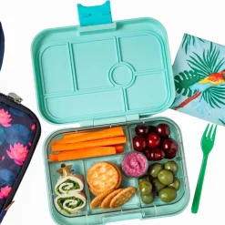 Yumbox Original Leakproof Bento Lunchbox, 6 Compartment - Serene Aqua / Paris Tray
