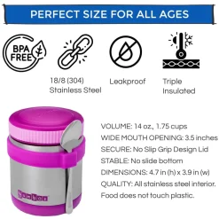 Yumbox Zuppa Stainless Steel Thermal Food Jar & Spoon, 14oz - Bijoux Purple