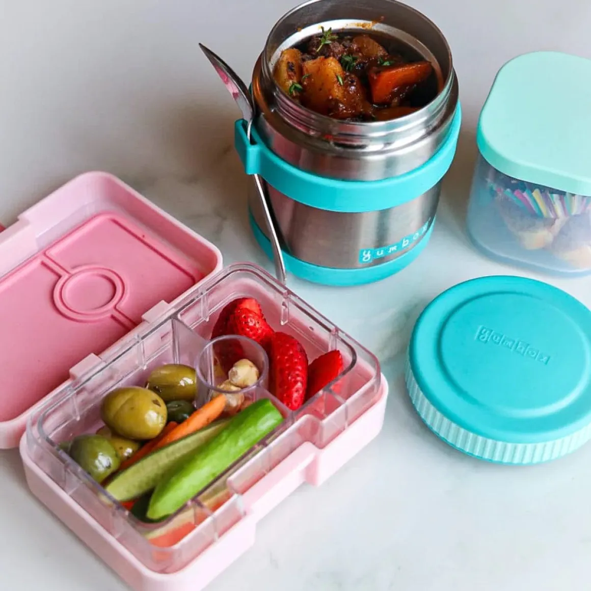 Yumbox Zuppa Stainless Steel Thermal Food Jar & Spoon, 14oz - Caicos Aqua