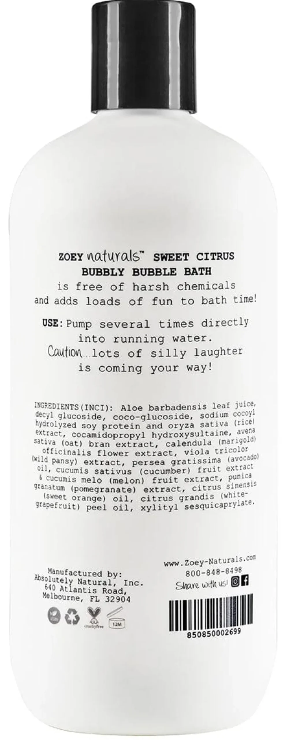 Zoey Naturals Bubbly Bubble Bath - Sweet Citrus