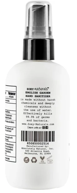 Zoey Naturals Hand Sanitizer - English Garden
