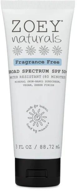 Zoey Naturals SPF 50+ Sheer Finish Mineral Sunscreen, 3 oz