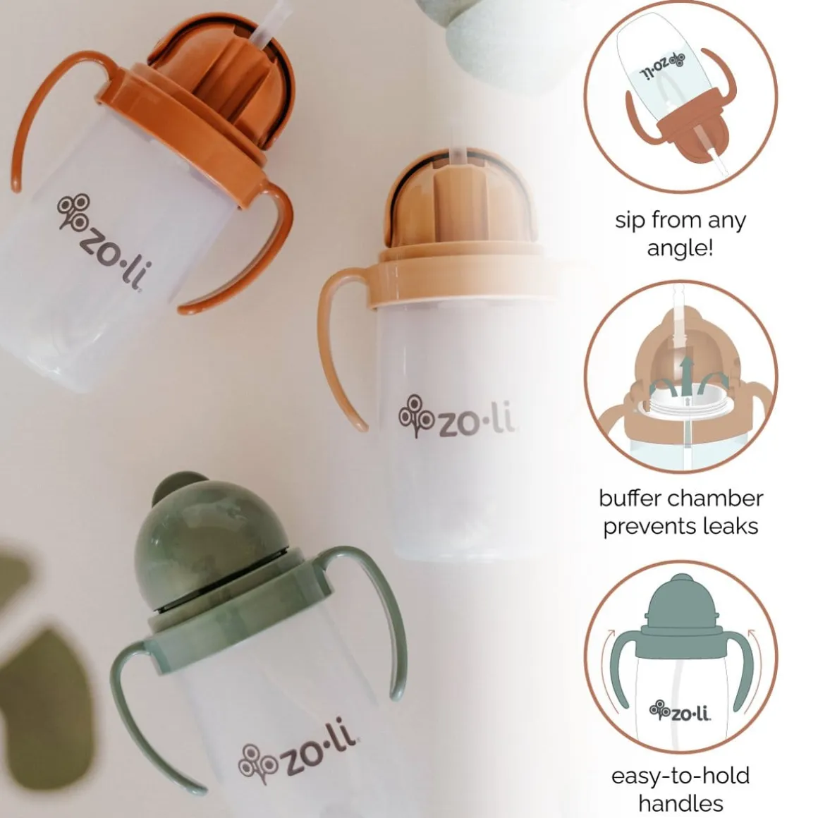 Zoli Bot 2.0 Weighted Straw Sippy Cup, 10oz - Spruce Green