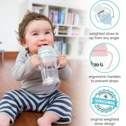 Zoli Bot Weighted Straw Sippy Cup, 6oz - Ash Grey
