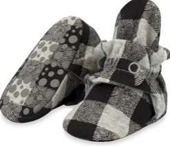 Zutano Organic Cotton Gripper Baby Bootie - Buffalo Check, 3m